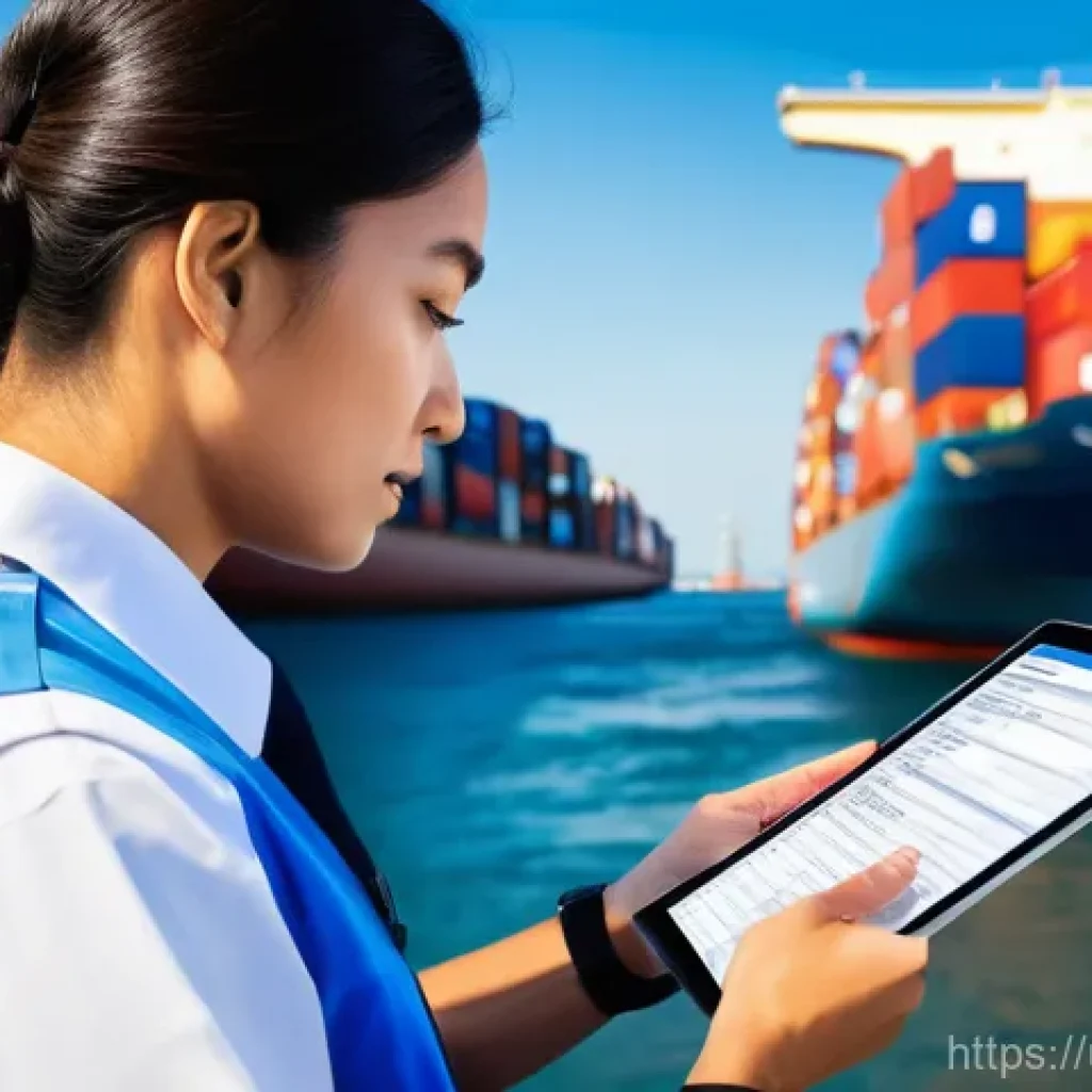 물류정보관리사 실무 필수 문서 작성법 - **Prompt:** A detailed, close-up shot of a modern customs officer, wearing a crisp, professional uni...