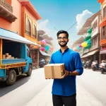 물류정보관리사 자격증으로 창업하기 - **Prompt 1: E-commerce Bridging Worlds**
    "A vibrant, bustling street scene in a South Asian city...